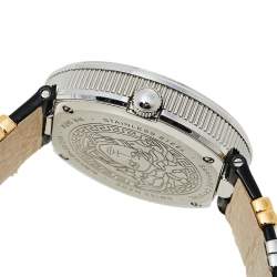 Pre Owned Versace Rose Gold Two-Tone Stainless Steel Leather V-Metal Icon VLC100014 Women's Wristwatch 40 mm
