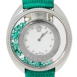 مملوكة مسبقًا Versace Mother of Pearl Stainless Steel Lizard Destiny Precious 86Q Women's Wristwatch 40 mm