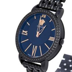 Pre Owned Versace Black Ion Plated Stainless Steel Krios M6Q60D008 Women's Wristwatch 38 mm