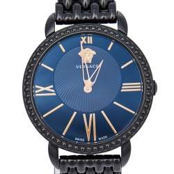 Pre Owned Versace Black Ion Plated Stainless Steel Krios M6Q60D008 Women's Wristwatch 38 mm