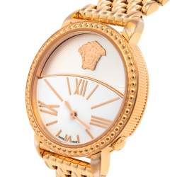 Pre Owned Versace White Gold Plated Stainless Steel Krios 93Q Women's Wristwatch 38 mm 