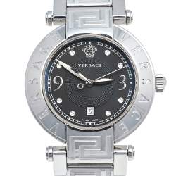 Pre Owned  Versace Black Stainless Steel Reve 68Q Women's Wristwatch 35 mm