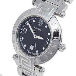 Pre Owned  Versace Black Stainless Steel Reve 68Q Women's Wristwatch 35 mm