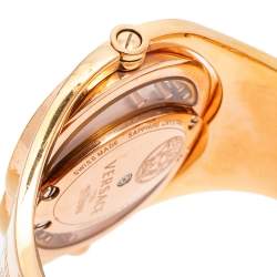 Pre Owned Versace Black Rose Gold Plated Stainless Steel Eclissi 73Q Women's Wristwatch 39 mm