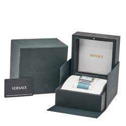 Pre Owned Versace Blue Mother Of Pearl Stainless Steel Stainless Steel Snakeskin Leather Beauville VSQ99 Women's Wristwatch 38 mm