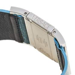 Pre Owned Versace Blue Mother Of Pearl Stainless Steel Stainless Steel Snakeskin Leather Beauville VSQ99 Women's Wristwatch 38 mm