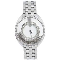 Pre Owned Versace White Stainless Steel Diamond Destiny Spirit 86Q Women's Wristwatch 39 mm