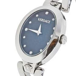 Pre Owned Versace Black Diamond Stainless Steel V-Glam 60Q99 Women's Wristwatch 25 mm