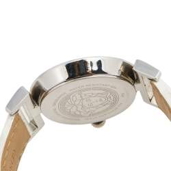 Pre Owned Versace Silver White Stainless Steel Leather Vanity P5Q Women's Wristwatch 35 mm