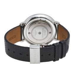 Pre Owned Versace Silver Stainless Steel Leather Venus VFH Women's Wristwatch 39 mm