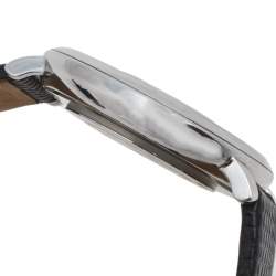 Pre Owned Versace Silver Stainless Steel Leather Venus VFH Women's Wristwatch 39 mm