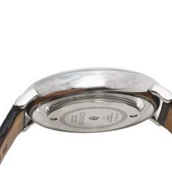 Pre Owned Versace Silver Stainless Steel Leather Venus VFH Women's Wristwatch 39 mm