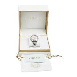 Pre Owned Versace Pink Stainless Steel Hellenyium V12010015 Women's Wristwatch 35 mm