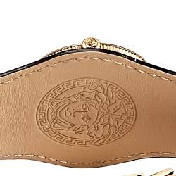 Pre Owned ساعة يد نسائية فيرساتشي V-سغنيتشر VLA020014 جلد ستانلس ستيل مطلي ذهب وردي سوداء 35 مم