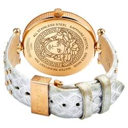 Pre Owned Versace Silver Rose Gold Plated Stainless Steel Vanitas VK7 Women's Wristwatch 40 mm