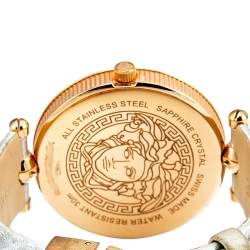 Pre Owned Versace Silver Rose Gold Plated Stainless Steel Vanitas VK7 Women's Wristwatch 40 mm