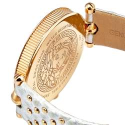 Pre Owned Versace Silver Rose Gold Plated Stainless Steel Vanitas VK7 Women's Wristwatch 40 mm
