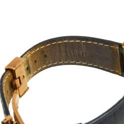 Pre Owned Versace Black Rose Gold Plated Stainless Steel Leather Reve Carre 88Q Women's Wristwatch 30 mm