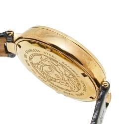 Pre Owned Versace Gold Plated Stainless Steel Leather Mystique Hibiscus I9Q80D2HIS009 Women's Wristwatch 38 mm