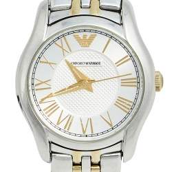 Pre Owned Emporio Armani Silver Two Tone Stainless Steel AR1845 Women's Wristwatch 27 mm