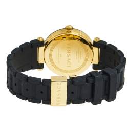 مملوكة مسبقًا Versace Black Rose Gold Plated Stainless Steel Ceramic Rubber Reve 92Q Women's Wristwatch 35 mm