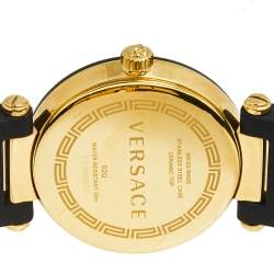 مملوكة مسبقًا Versace Black Rose Gold Plated Stainless Steel Ceramic Rubber Reve 92Q Women's Wristwatch 35 mm