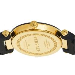 مملوكة مسبقًا Versace Black Rose Gold Plated Stainless Steel Ceramic Rubber Reve 92Q Women's Wristwatch 35 mm