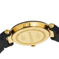 مملوكة مسبقًا Versace Black Rose Gold Plated Stainless Steel Ceramic Rubber Reve 92Q Women's Wristwatch 35 mm