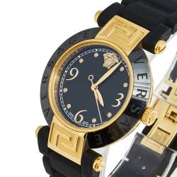 مملوكة مسبقًا Versace Black Rose Gold Plated Stainless Steel Ceramic Rubber Reve 92Q Women's Wristwatch 35 mm