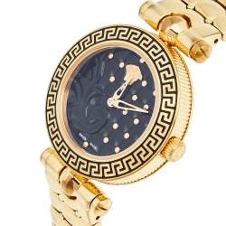 مملوكة مسبقًا Versace Black Rose Gold Stainless Steel Micro Vanitas VQM050015  Women's Wristwatch 30 mm