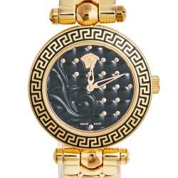 مملوكة مسبقًا Versace Black Rose Gold Stainless Steel Micro Vanitas VQM050015  Women's Wristwatch 30 mm