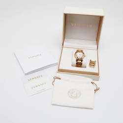 Pre Owned  Versace Mother Of Pearl Gold Plated Stainless Steel Reve 68Q Women's Wristwatch 35 mm
