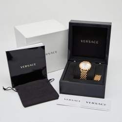 Pre Owned Versace White Gold Plated Stainless Steel Krios 93Q Women's Wristwatch 38 mm