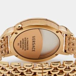 Pre Owned Versace White Gold Plated Stainless Steel Krios 93Q Women's Wristwatch 38 mm