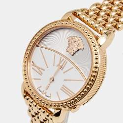 Pre Owned Versace White Gold Plated Stainless Steel Krios 93Q Women's Wristwatch 38 mm