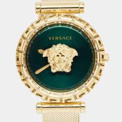 Pre Owned Versace Green Gold Plated Stainless Steel Pallazo Empire VEDV00819 Women's Wristwatch 37 mm