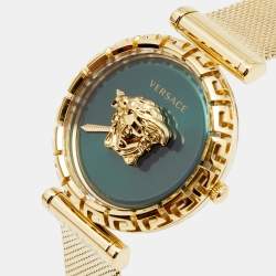 Pre Owned Versace Green Gold Plated Stainless Steel Pallazo Empire VEDV00819 Women's Wristwatch 37 mm