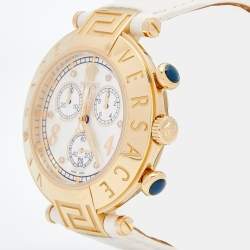 Versace Mother of Pearl Gold Plated Stainless Steel Leather Aion 68C Women's Wristwatch 40 mm