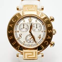 Versace Mother of Pearl Gold Plated Stainless Steel Leather Aion 68C Women's Wristwatch 40 mm