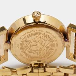 مملوكة مسبقًا Versace Silver Rose Gold Plated Stainless Steel Vanity P5Q Women's Wristwatch 35 mm