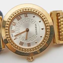 مملوكة مسبقًا Versace Silver Rose Gold Plated Stainless Steel Vanity P5Q Women's Wristwatch 35 mm