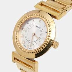 مملوكة مسبقًا Versace Silver Rose Gold Plated Stainless Steel Vanity P5Q Women's Wristwatch 35 mm