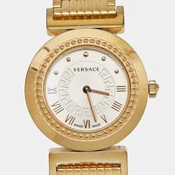 مملوكة مسبقًا Versace Silver Rose Gold Plated Stainless Steel Vanity P5Q Women's Wristwatch 35 mm
