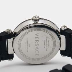 Pre Owned Versace Black Ceramic Stainless Steel Rubber Reve 92Q Women's Wristwatch 35 mm