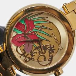 مملوكة مسبقًا Versace Gold Plated Stainless Steel Mystique Hibiscus I9Q80D2HI-S080 Women's Wristwatch 38 mm
