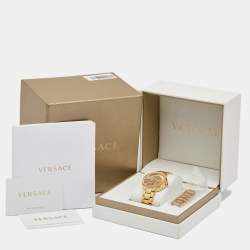 مملوكة مسبقًا Versace Gold Plated Stainless Steel Mystique Hibiscus I9Q80D2HI-S080 Women's Wristwatch 38 mm