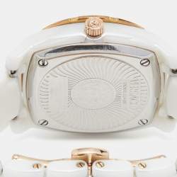 Pre Owned Versace White Mother Of Pearl Ceramic Diamond DV One 63QCP11 Women's Wristwatch 35 mm