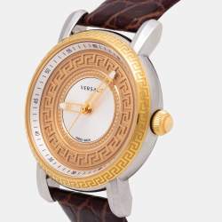 Versace Multicolor Two Tone Stainless Steel Leather VQ9 Women's Wristwatch 38 mm