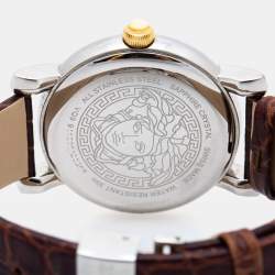 Versace Multicolor Two Tone Stainless Steel Leather VQ9 Women's Wristwatch 38 mm