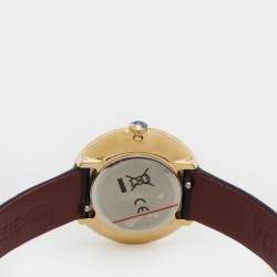 Pre Owned Versace Black Gold Plated Stainless Steel Leather Medusa Stud Icon VERF00318 Women's Wristwatch 28 mm